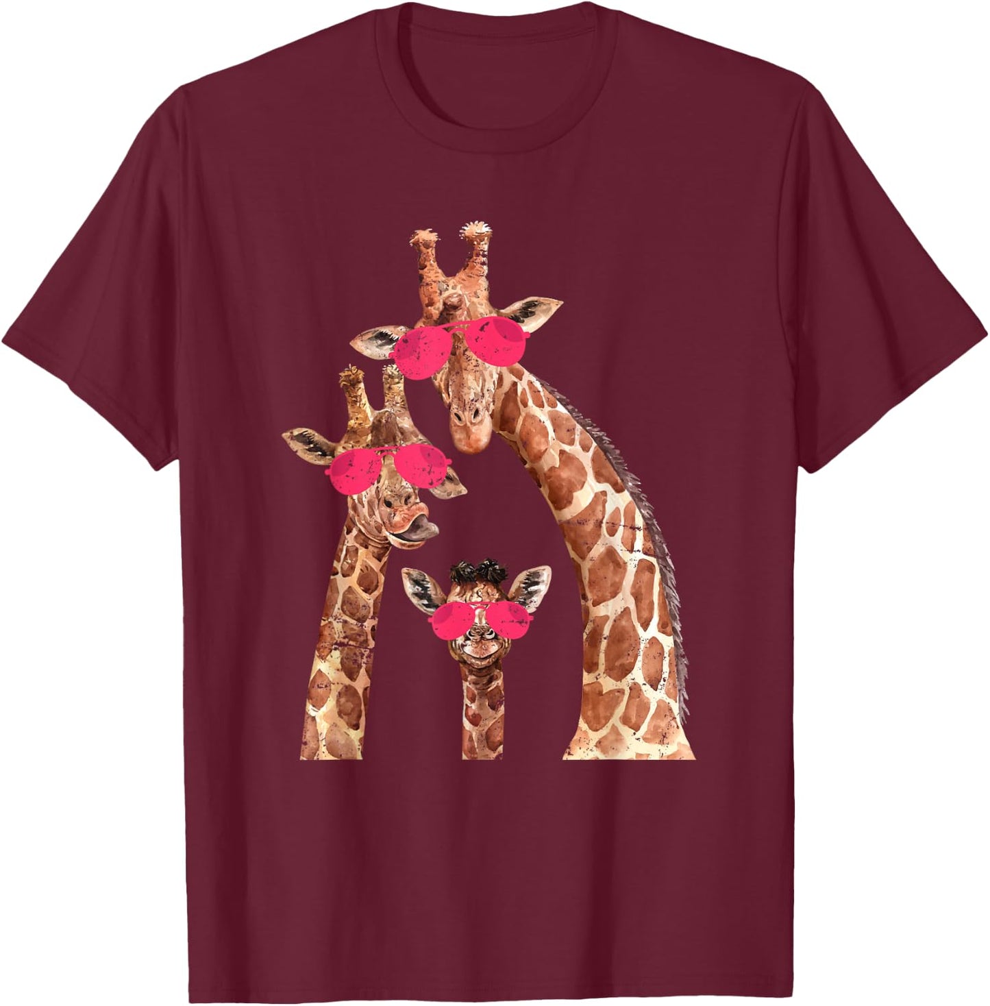 Giraffe Family Giraffe T-Shirt - T-Shirt | Maroon