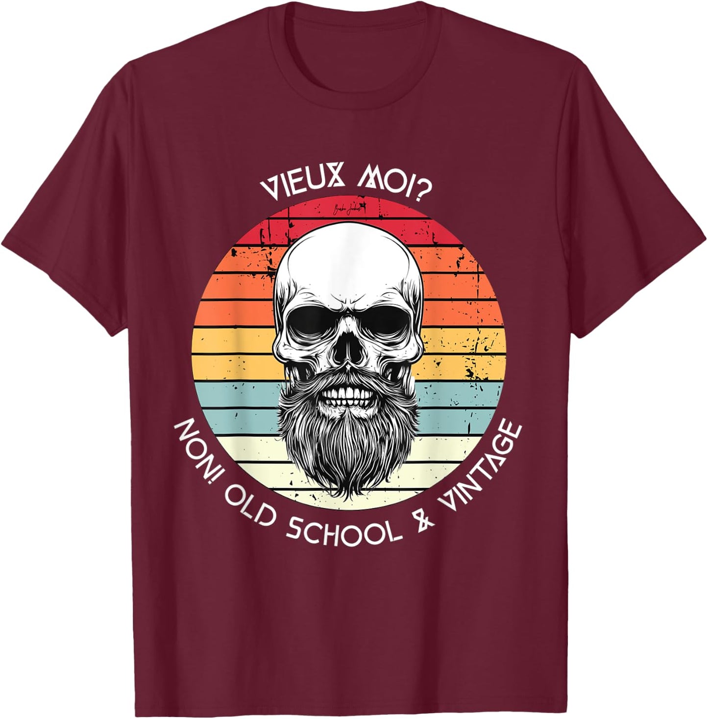 Old Me? No! Old School & Vintage Husband Gift , Black, S T-Shirt - T-Shirt | Maroon