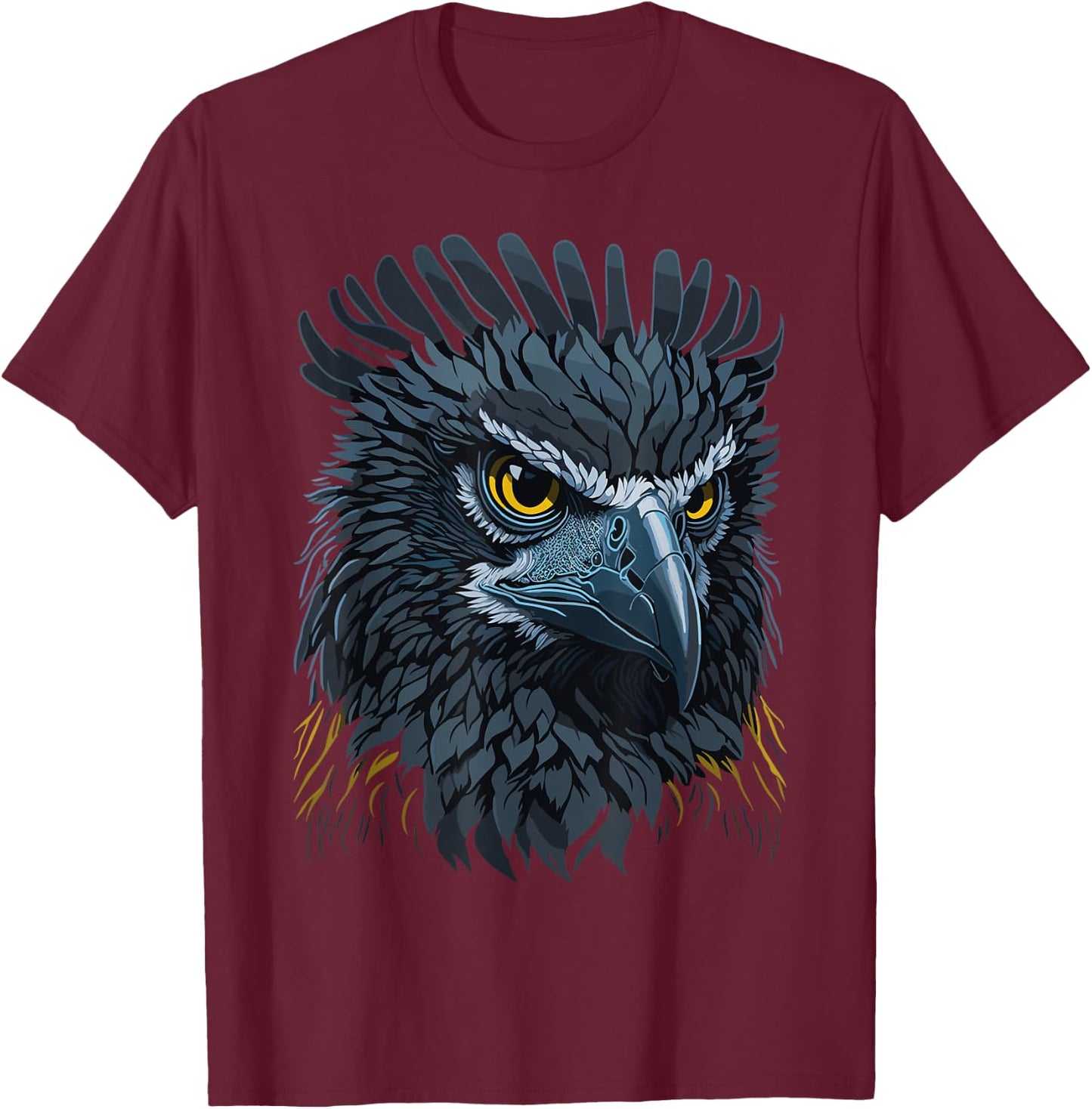 Eagle Harpy Face, American Harpy Eagle Bird T-Shirt - T-Shirt | Maroon