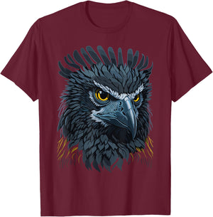 Eagle Harpy Face, American Harpy Eagle Bird T-Shirt - T-Shirt | Maroon