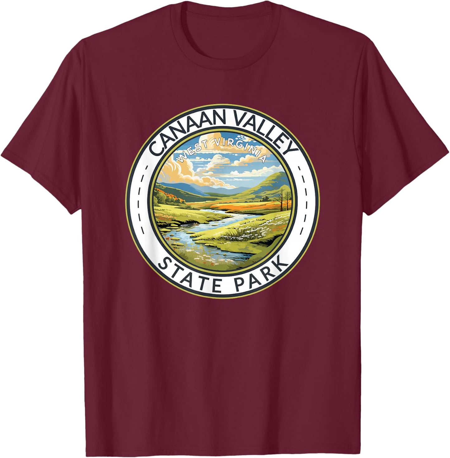 Canaan Valley State Park Badge West Virginia Travel Vintage T-Shirt - T-Shirt | Maroon
