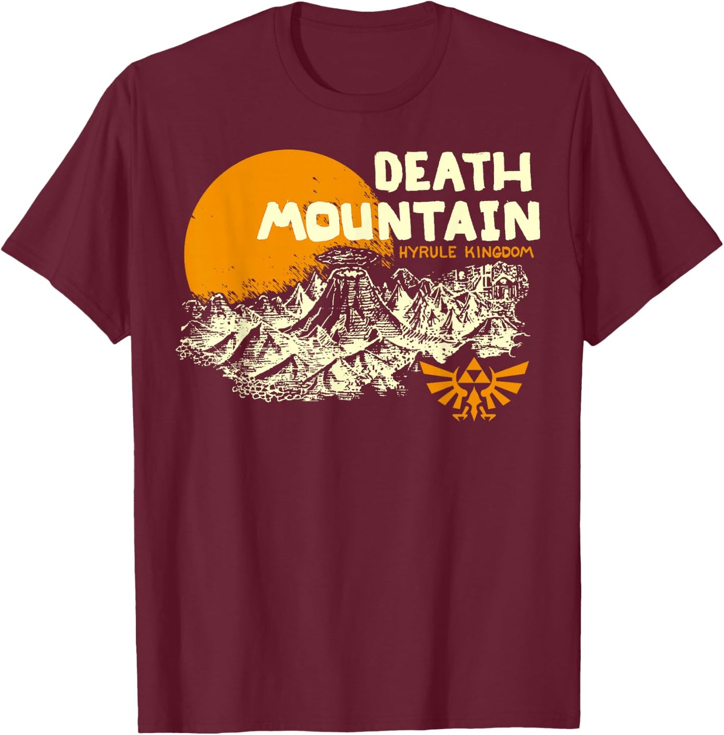 Nintendo Legend Of Zelda Hyrule Death Mountain Scenery T-Shirt - T-Shirt | Maroon