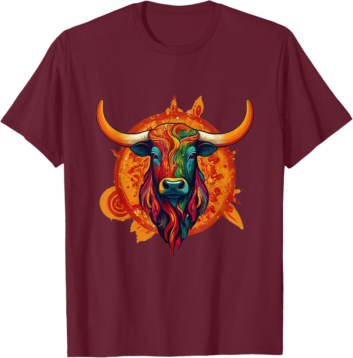 Pfingstochse - Bunter Ochse zu Pfingsten T-Shirt - T-Shirt | Maroon