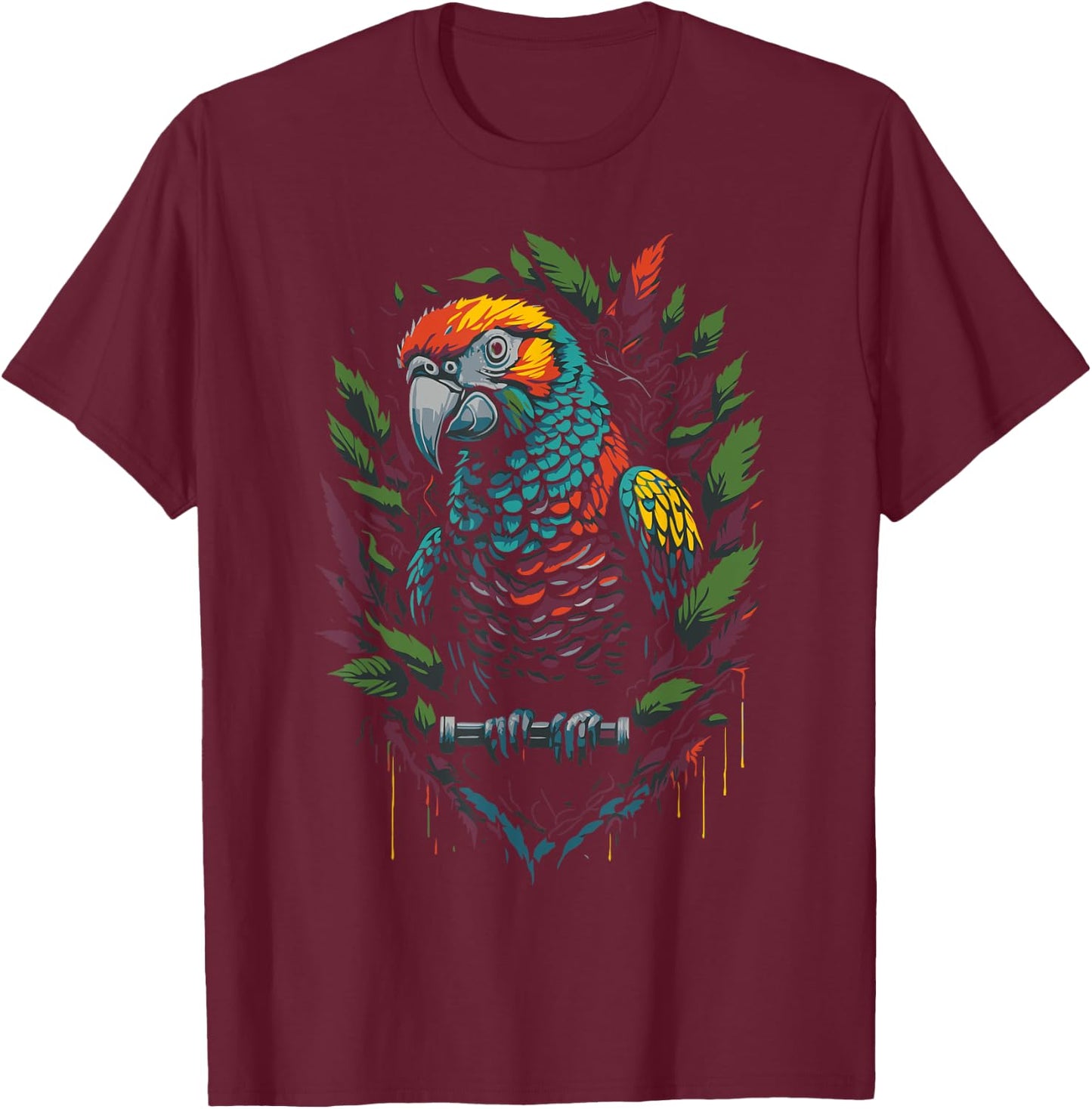 Colorful Parrot T-Shirt - T-Shirt | Maroon
