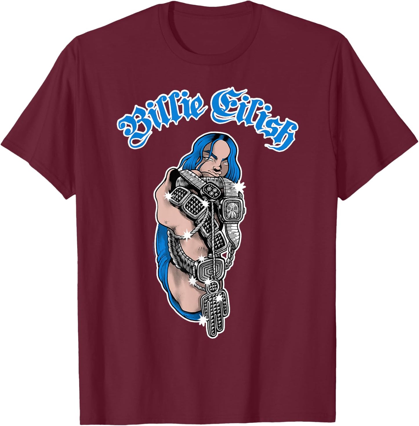 Billie Eilish Bling Music by Rock Off T-Shirt - T-Shirt | Maroon