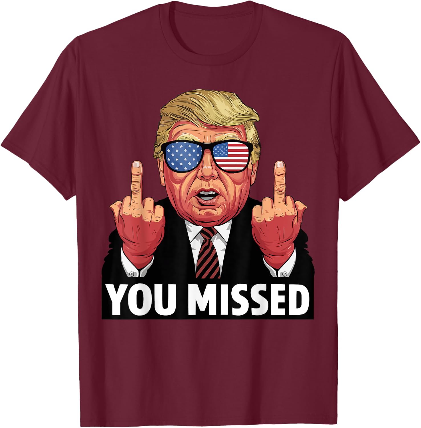 Shot Republican Pro Trump, President 2024 T-Shirt - T-Shirt | Maroon