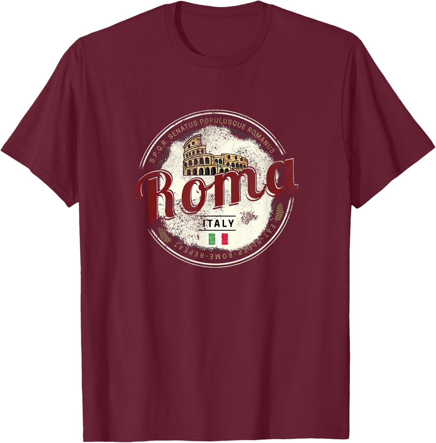 Rom Italien Kolosseum Vintage Souvenir T-Shirt - T-Shirt | Maroon