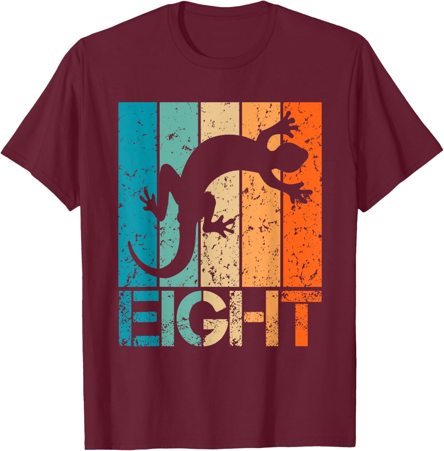 8th Lizard Birthday 8 Year Old 8yr Boy Girl Birthday Reptile T-Shirt - T-Shirt | Maroon