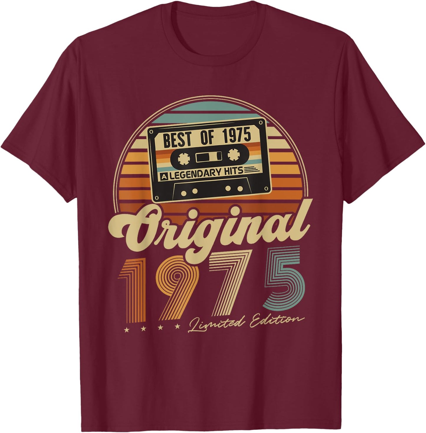 Original 1975 Vintage 50th Birthday Gift Man Woman , Black, S T-Shirt - T-Shirt | Maroon