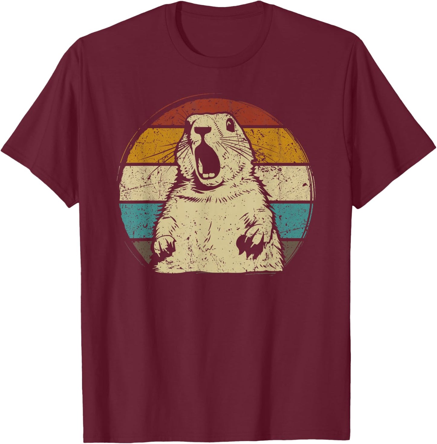 Prairie dog vintage for Prairie Dog Lover 60s 70s Retro T-Shirt - T-Shirt | Maroon