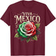 Viva Mexico Flag Rose Flower Independence Day Men Women Kids T-Shirt - T-Shirt | Maroon