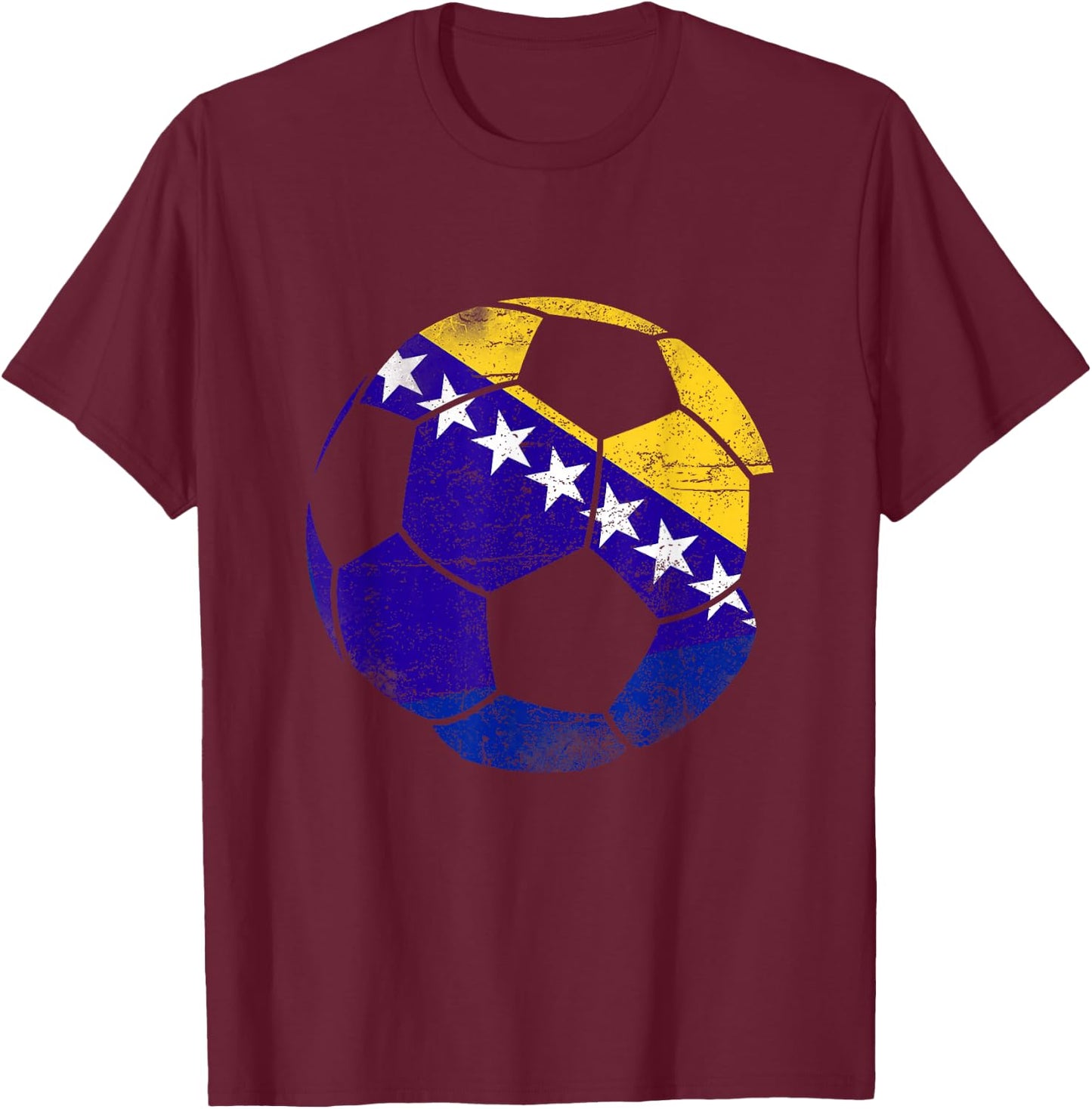 Bosnien-Fußball, Bosnien, Bosnien-Flagge. T-Shirt - T-Shirt | Maroon