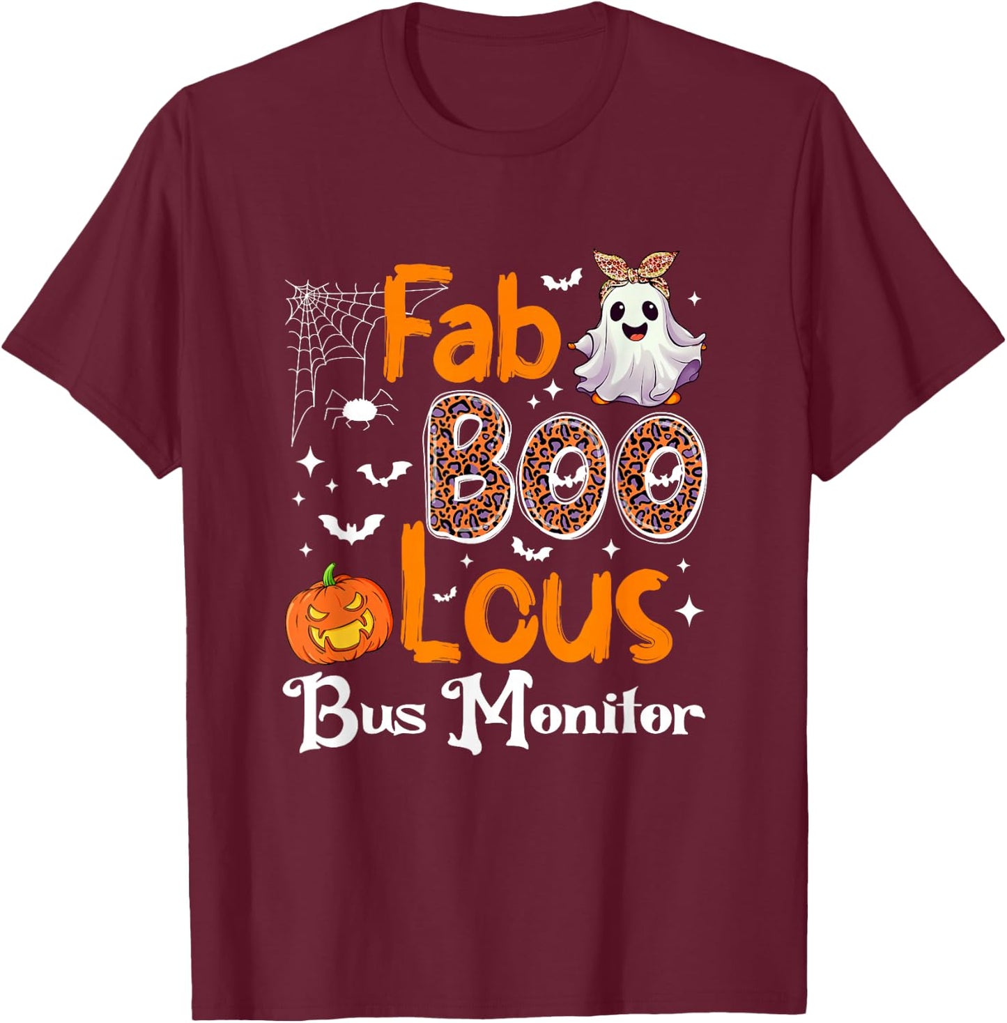 Fab Boo Lous Bus Monitor Pumpkin Halloween T-Shirt - T-Shirt | Maroon