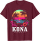 Kona Hawaii Hawaiian Hibiscus Flowers Surfer Souvenir T-Shirt - T-Shirt | Maroon