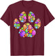 Funny Dog Paw Print With Easter Eggs Easter Day Boys Girls T-Shirt - T-Shirt | Maroon