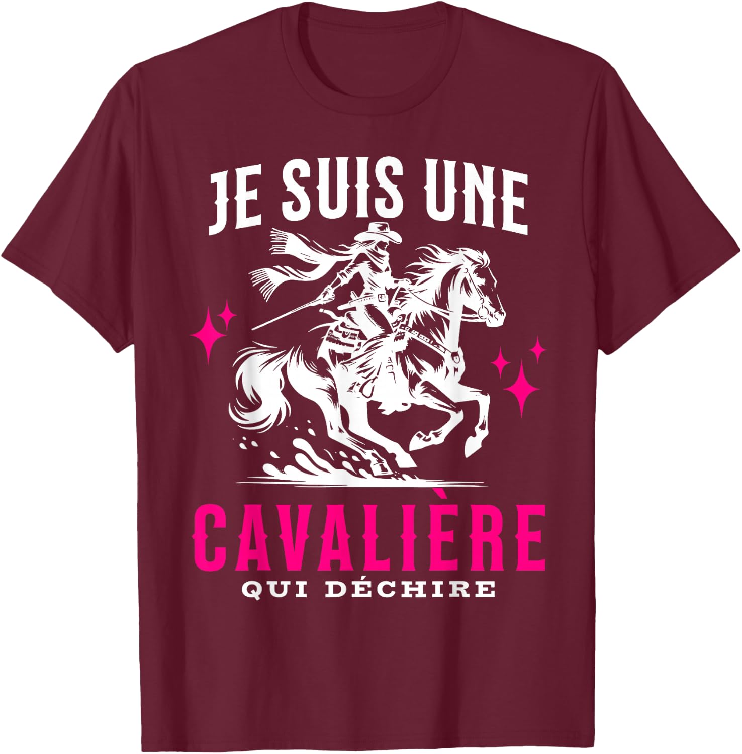 Girl Riding Horse Je Suis Une Rider Qui Déchire , Black, S T-Shirt - T-Shirt | Maroon