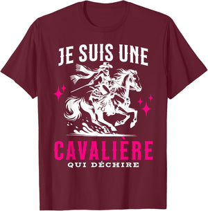 Girl Riding Horse Je Suis Une Rider Qui Déchire , Black, S T-Shirt - T-Shirt | Maroon