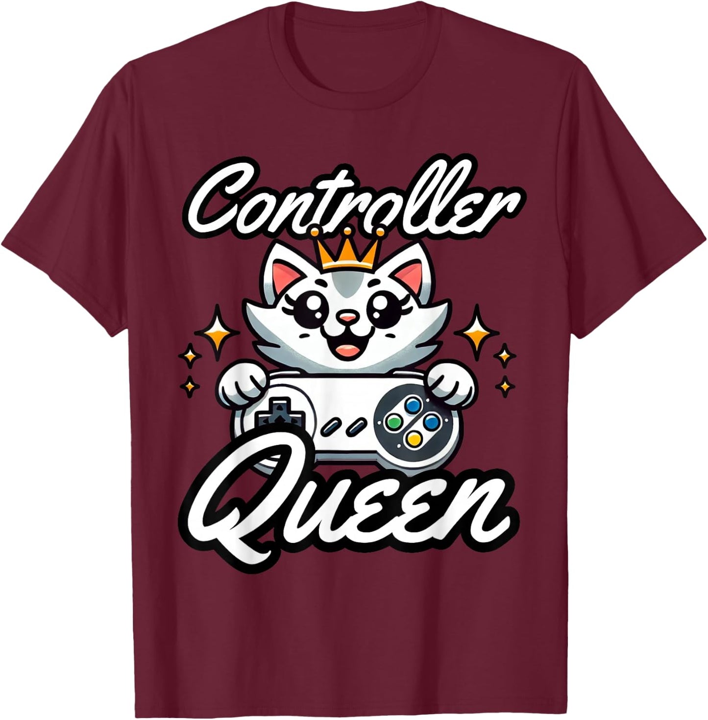 Gamer Girl Cat Gaming Cute Video Game Women Girls T-Shirt - T-Shirt | Maroon