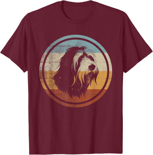 Retro Style Bearded Collie Hund T-Shirt - T-Shirt | Maroon