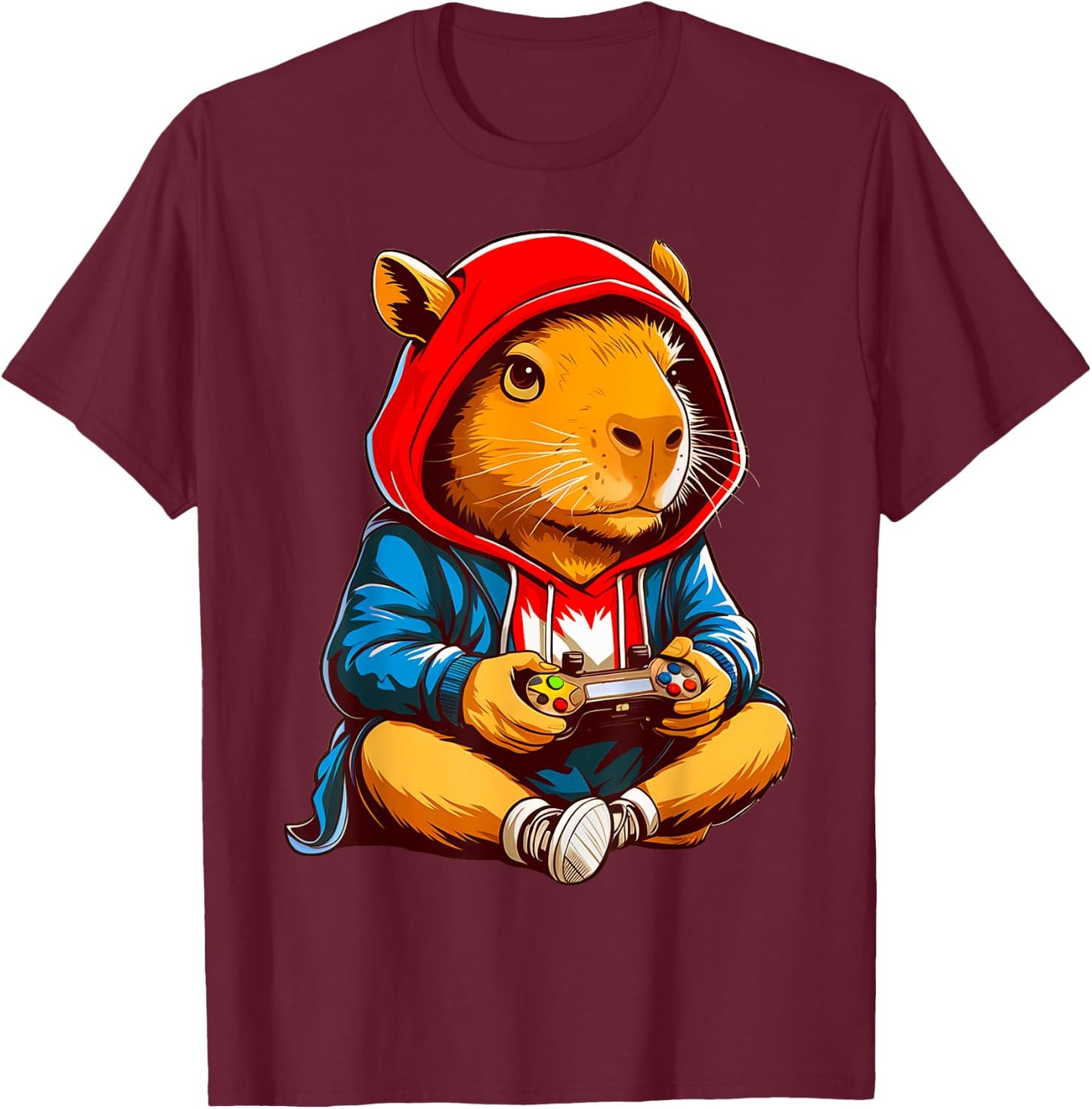 Capybara Video Games Funny Gaming Capy Men Teen Boys Kids T-Shirt - T-Shirt | Maroon