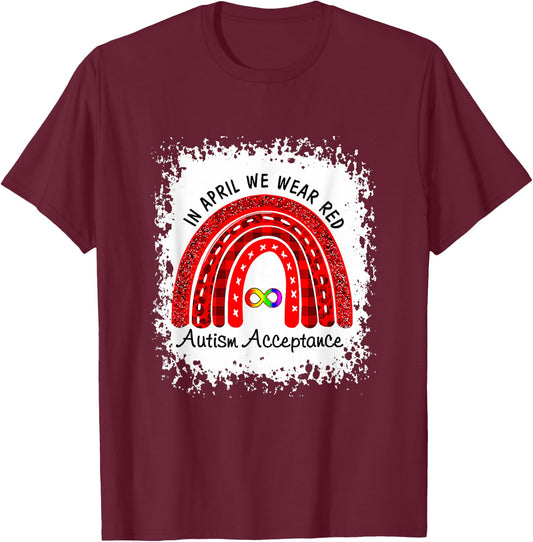 In April Wear Red Instead Autism-Acceptance T-Shirt - T-Shirt | Maroon