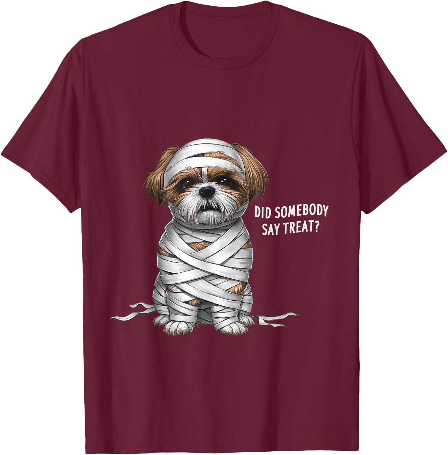 Shih Tzu Mummy Halloween Dog Men Women Kids T-Shirt - T-Shirt | Maroon