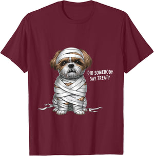 Shih Tzu Mummy Halloween Dog Men Women Kids T-Shirt - T-Shirt | Maroon