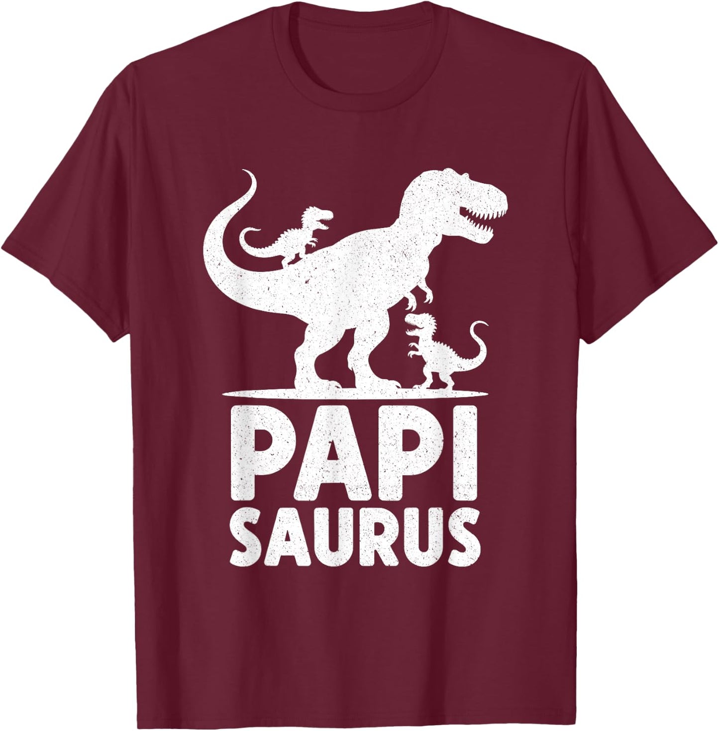 Papi Saurus Dinosaur Grandpa Of Two Grandkids Dino Family T-Shirt - T-Shirt | Maroon