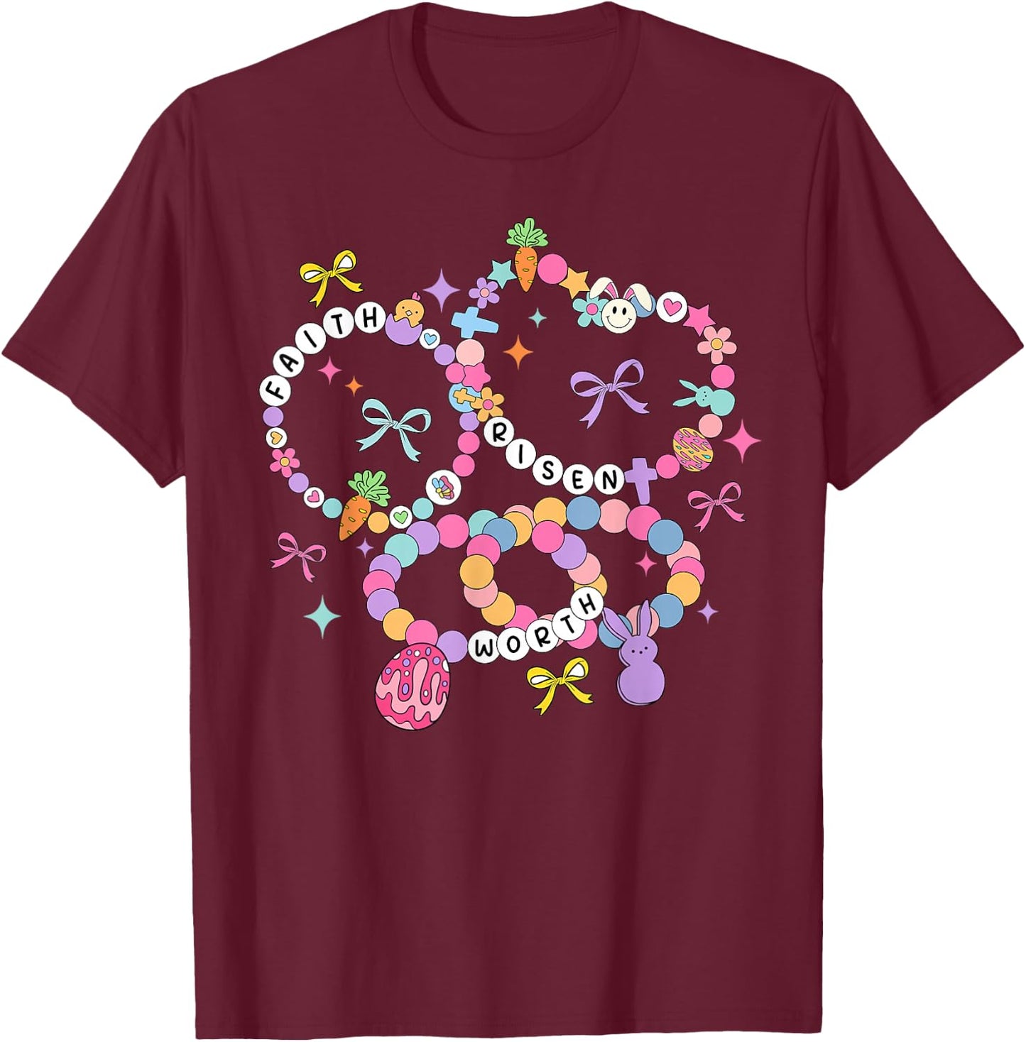 Happy Easter Friendship Bracelets Easter Day Women Girl Kids T-Shirt - T-Shirt | Maroon