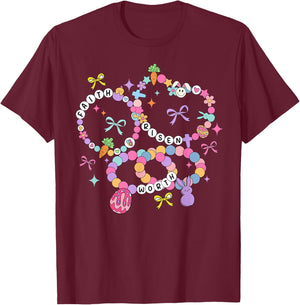 Happy Easter Friendship Bracelets Easter Day Women Girl Kids T-Shirt - T-Shirt | Maroon