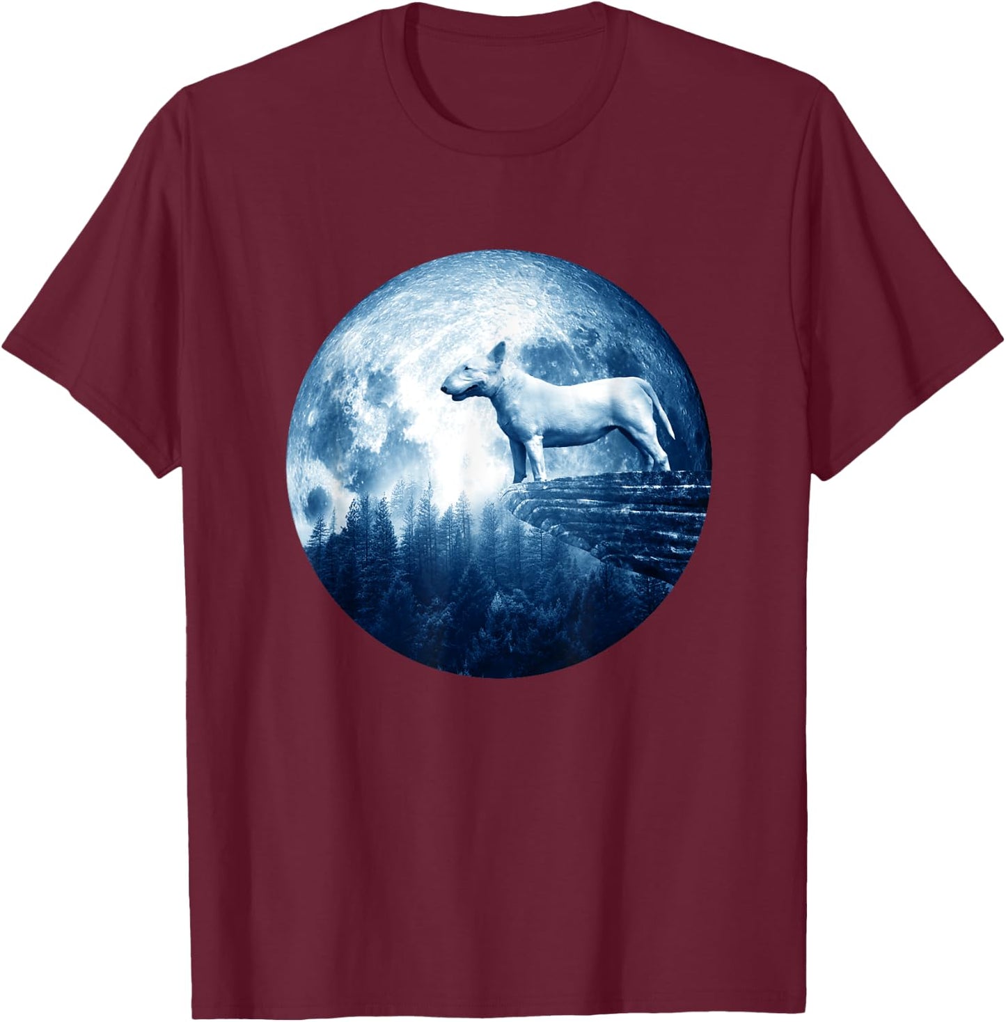 Bull Terrier Dog Moon Dog Mom Dad Women Men Dog Lovers T-Shirt - T-Shirt | Maroon