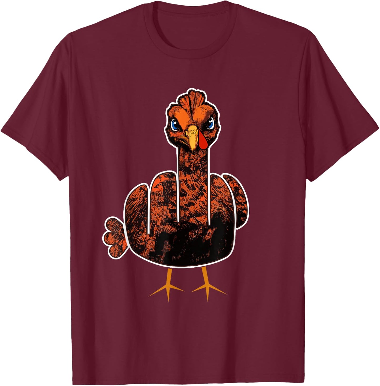 Grumpy Thanksgiving Turkey T-Shirt - T-Shirt | Maroon