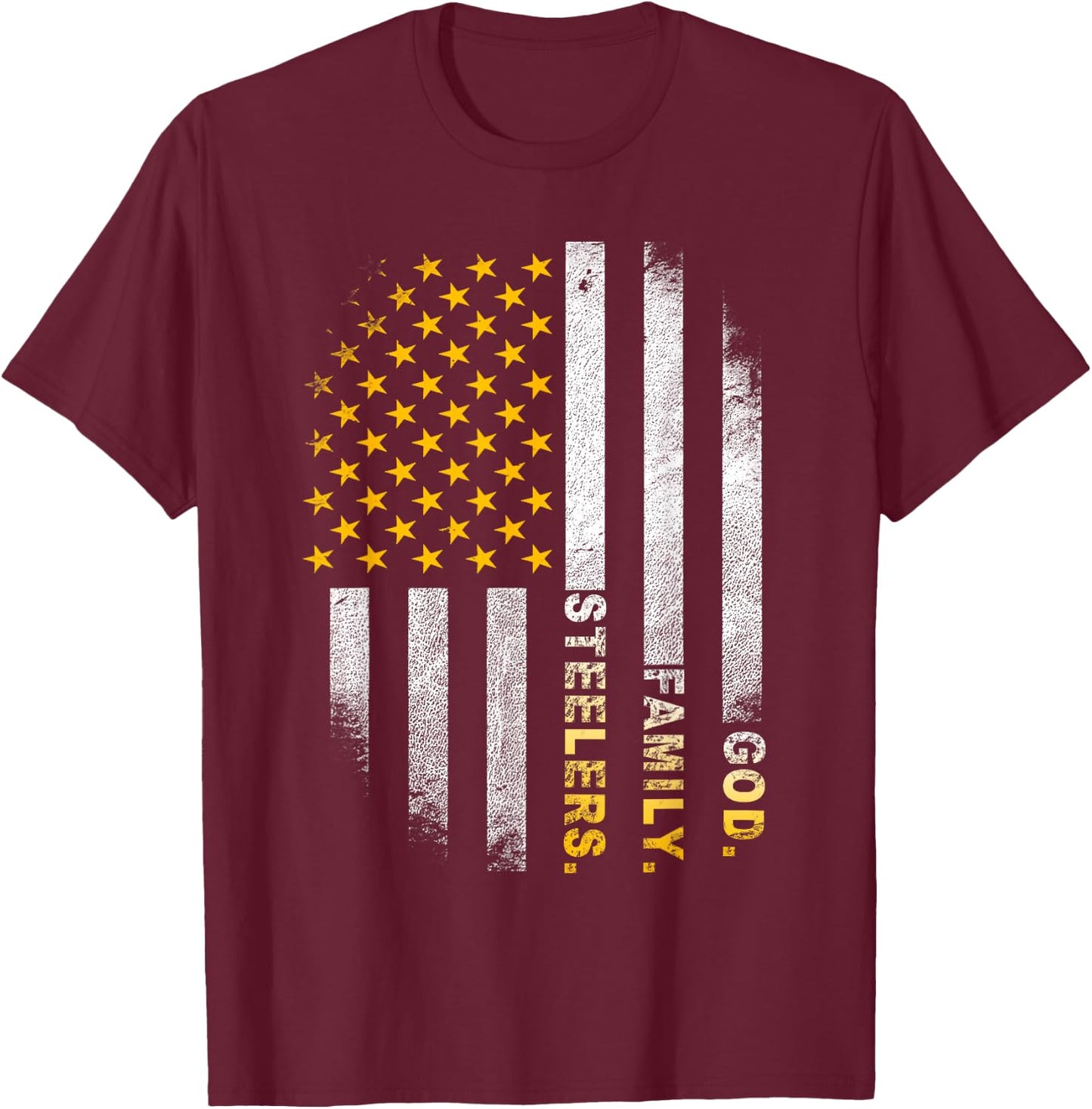 God Family Steelers-Pro Us Flag Shirt Father's Day Dad Gift T-Shirt - T-Shirt | Maroon