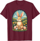 Cute and Playful Adorable Easter Bunny with Painted Eggs T-Shirt - T-Shirt | Maroon