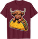 Cute Highland Cow Taco T-Shirt - T-Shirt | Maroon