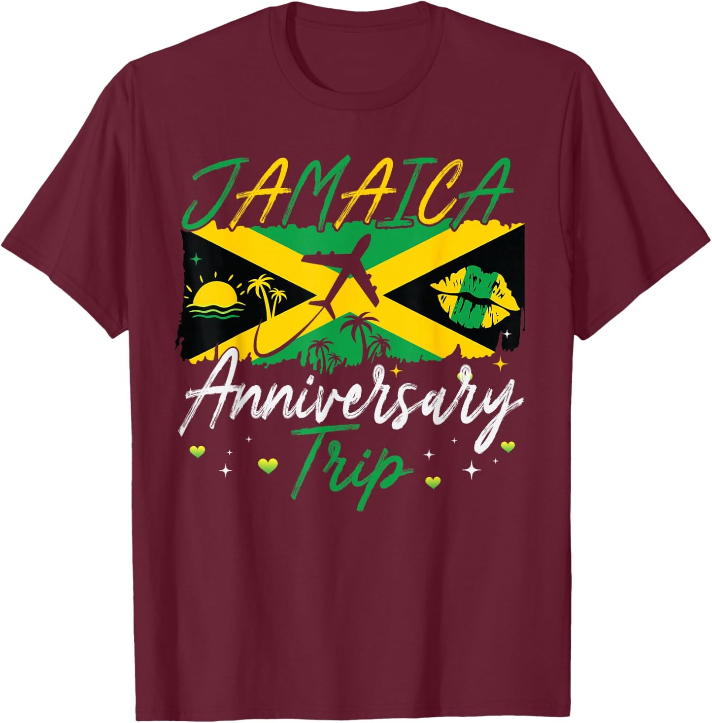 Jamaica Anniversary Trip 2026 Couple Summer Vacation Trip T-Shirt - T-Shirt | Maroon