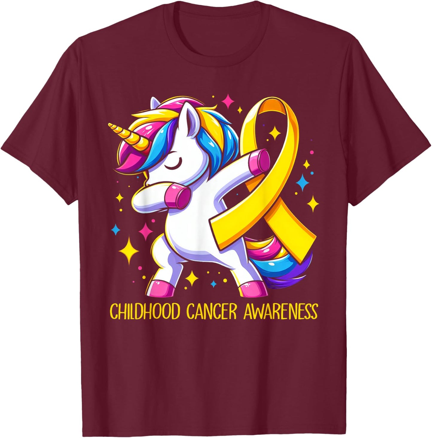 Childhood Cancer Awareness Unicorn Kids Girls T-Shirt - T-Shirt | Maroon