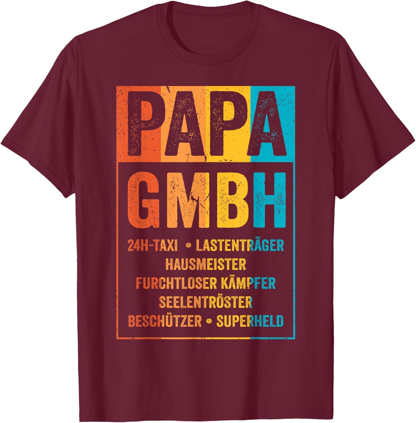 Papa GmbH Firma Witziger Spruch Unternehmer Vater Familie T-Shirt - T-Shirt | Maroon