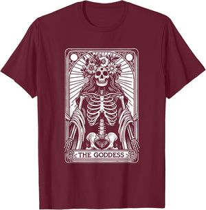Esoteric Skeleton Occult Spiritual - Tarot Cards , Black, S T-Shirt - T-Shirt | Maroon