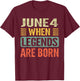 Legends are Born On June 4th Vintage Birthday Jun 4 T-Shirt - T-Shirt | Maroon