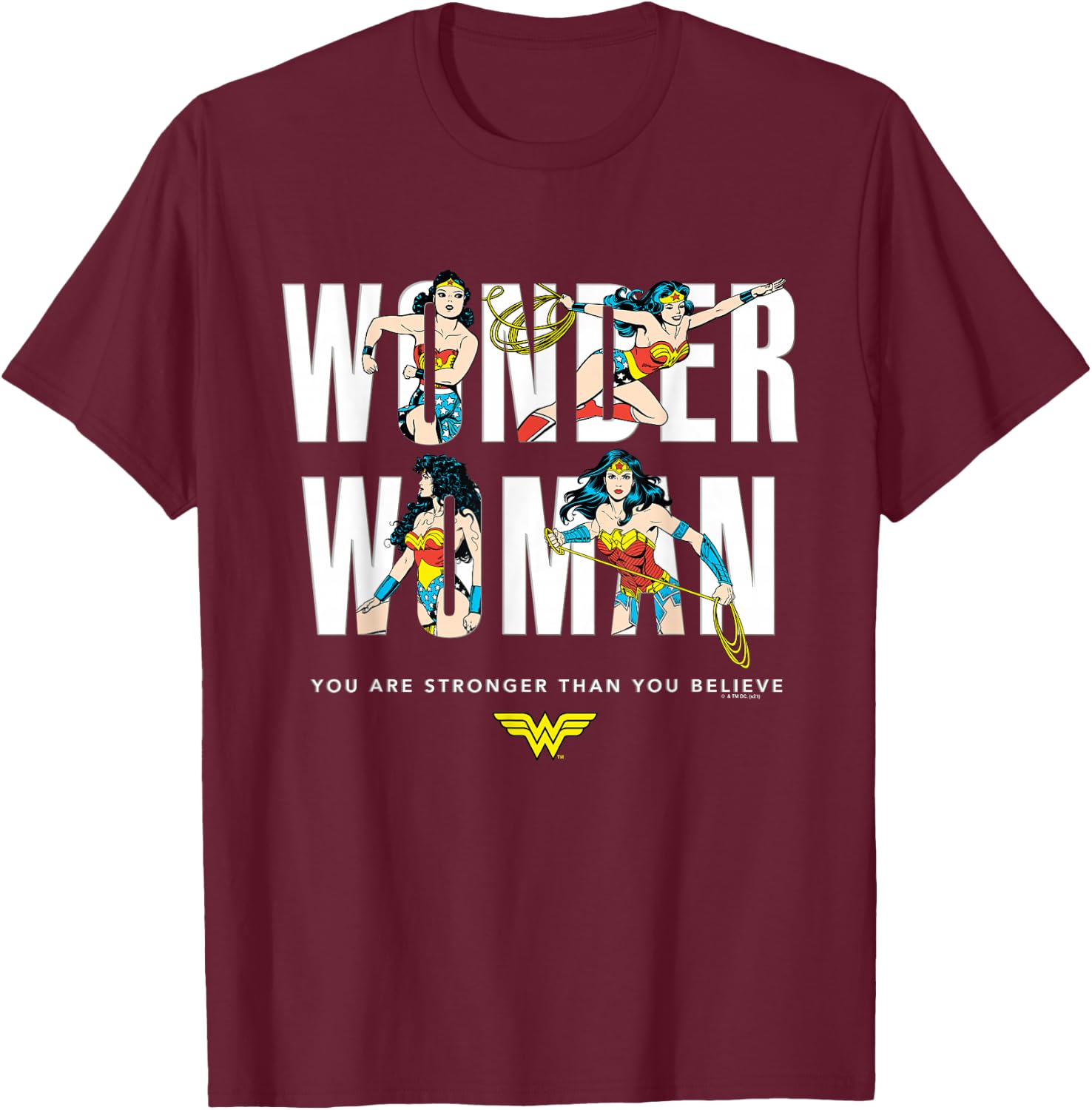 Wonder Woman 80th Stronger Than You Believe T-Shirt - T-Shirt | Maroon