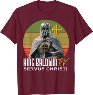 King Baldwin IV Jerusalem Cross Catholic T-Shirt - T-Shirt | Maroon