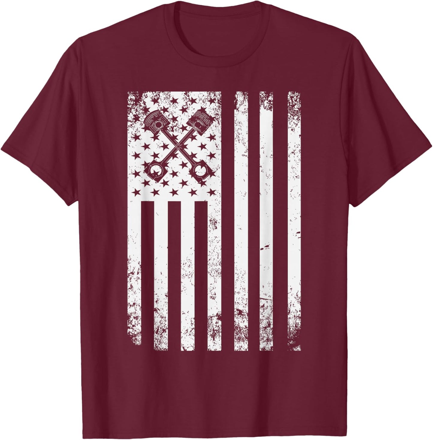 Car Mechanic Automotive US Flag Mechanical Diesel Engine Men T-Shirt - T-Shirt | Maroon