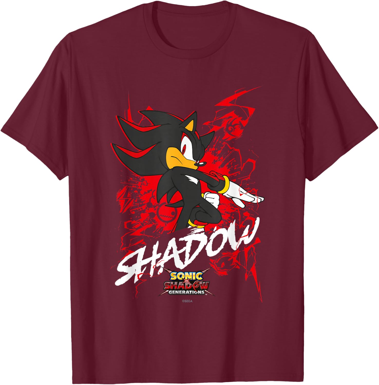 Sonic the Hedgehog, Sonic X Shadow Generations Shadow , black T-Shirt - T-Shirt | Maroon