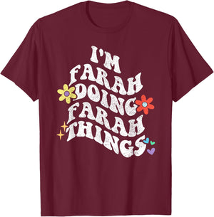 Retro Groovy Im FARAH Doing FARAH Things Funny Mother's Day T-Shirt - T-Shirt | Maroon