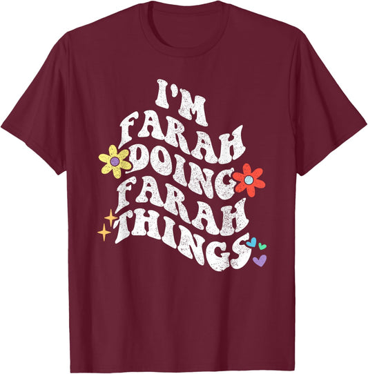 Retro Groovy Im FARAH Doing FARAH Things Funny Mother's Day T-Shirt - T-Shirt | Maroon