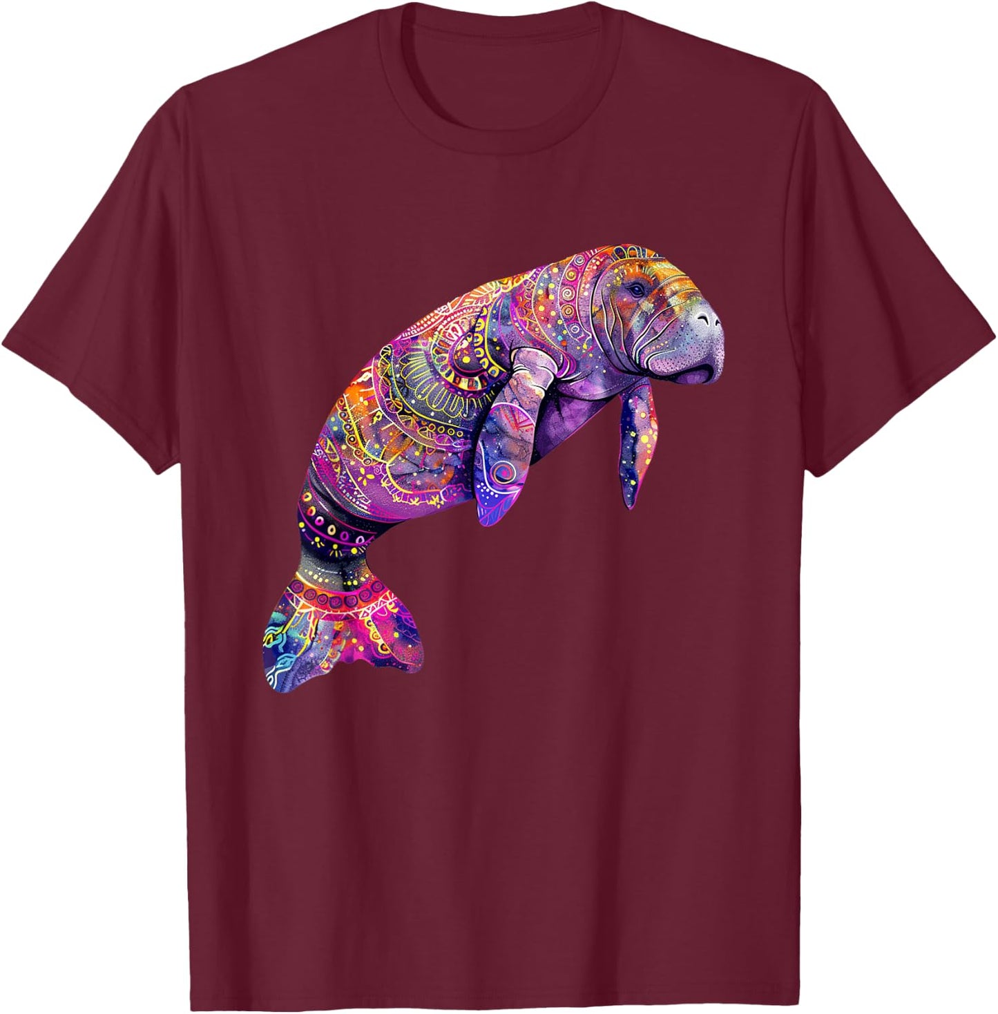 Manatee Tie Dye Pattern Shirt Cute Manatee Men Women T-Shirt - T-Shirt | Maroon