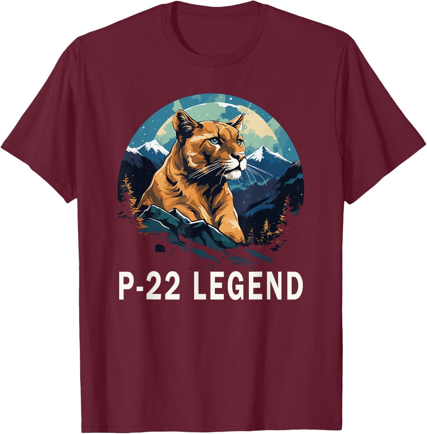 Mountain Lion P22 Legend Blue Wildlife Never Forget T-Shirt - T-Shirt | Maroon