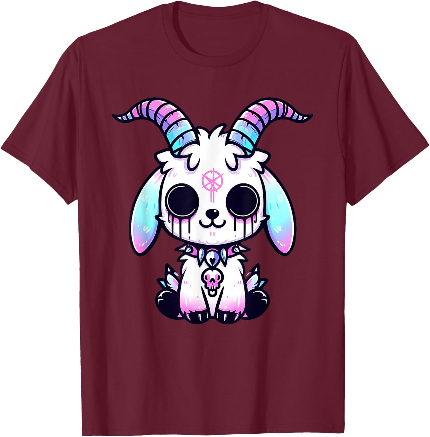 Kawaii Pastel goth Creepy Cute Baphomet Goat Kids T-Shirt - T-Shirt | Maroon