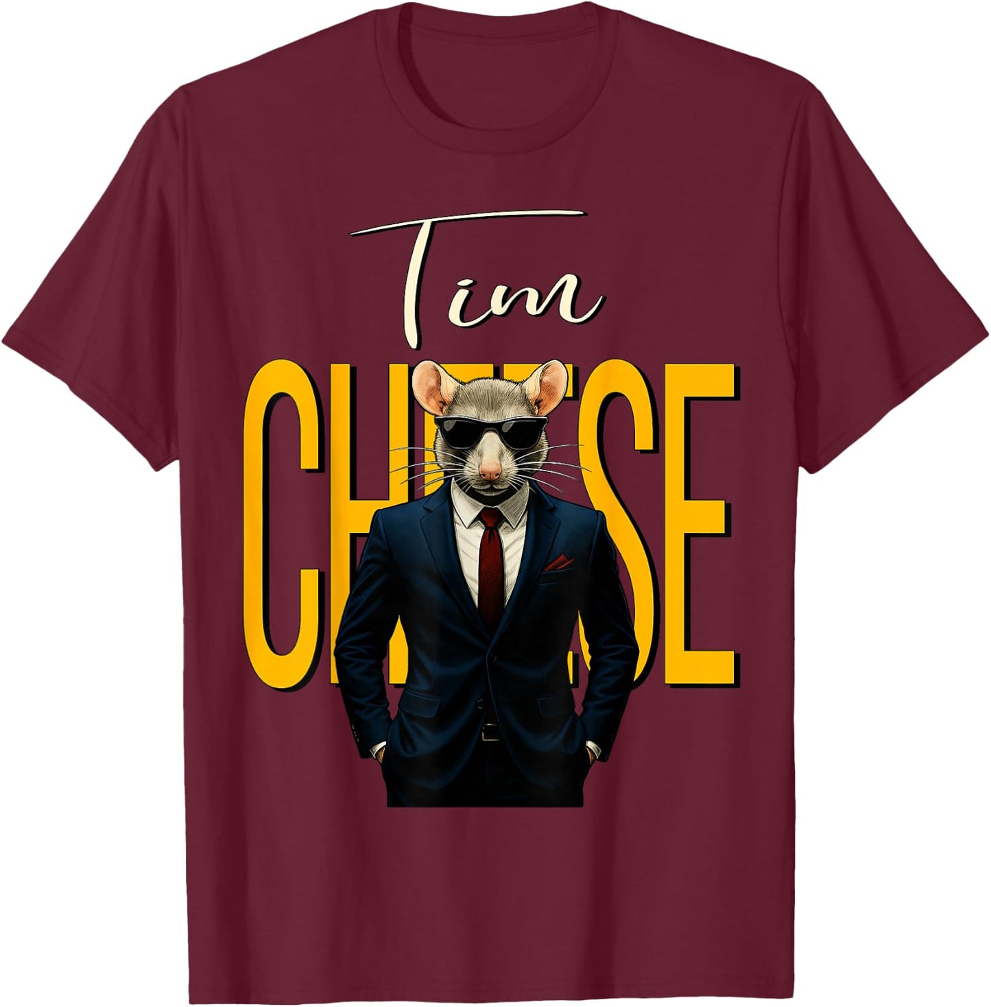 Tim Cheese - Funny Mouse Secret Agent Brainrot Kids Gaming T-Shirt - T-Shirt | Maroon